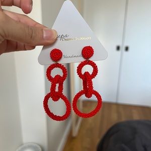 Deepa Gurnani Red Earrings